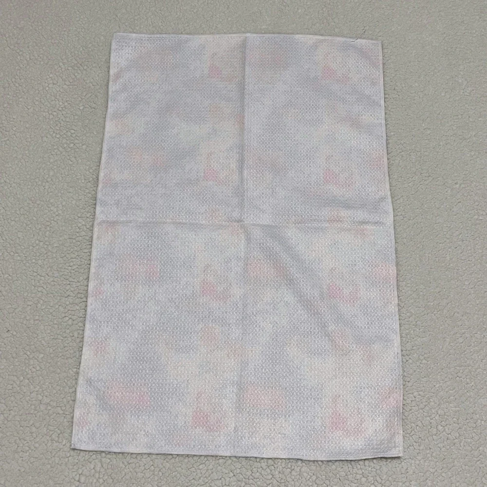 Christmas Santa Claus Toile Kitchen Towel Red Blue Holiday Decor Vintage Style